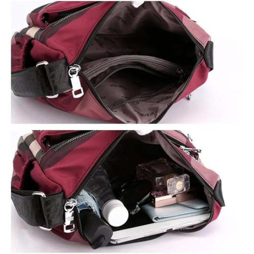 Street Smart Crossbody Bag, Triple Zip Anti Theft Bag, Large-capacity Oxford Cloth Crossbody Bag for Women (Red)