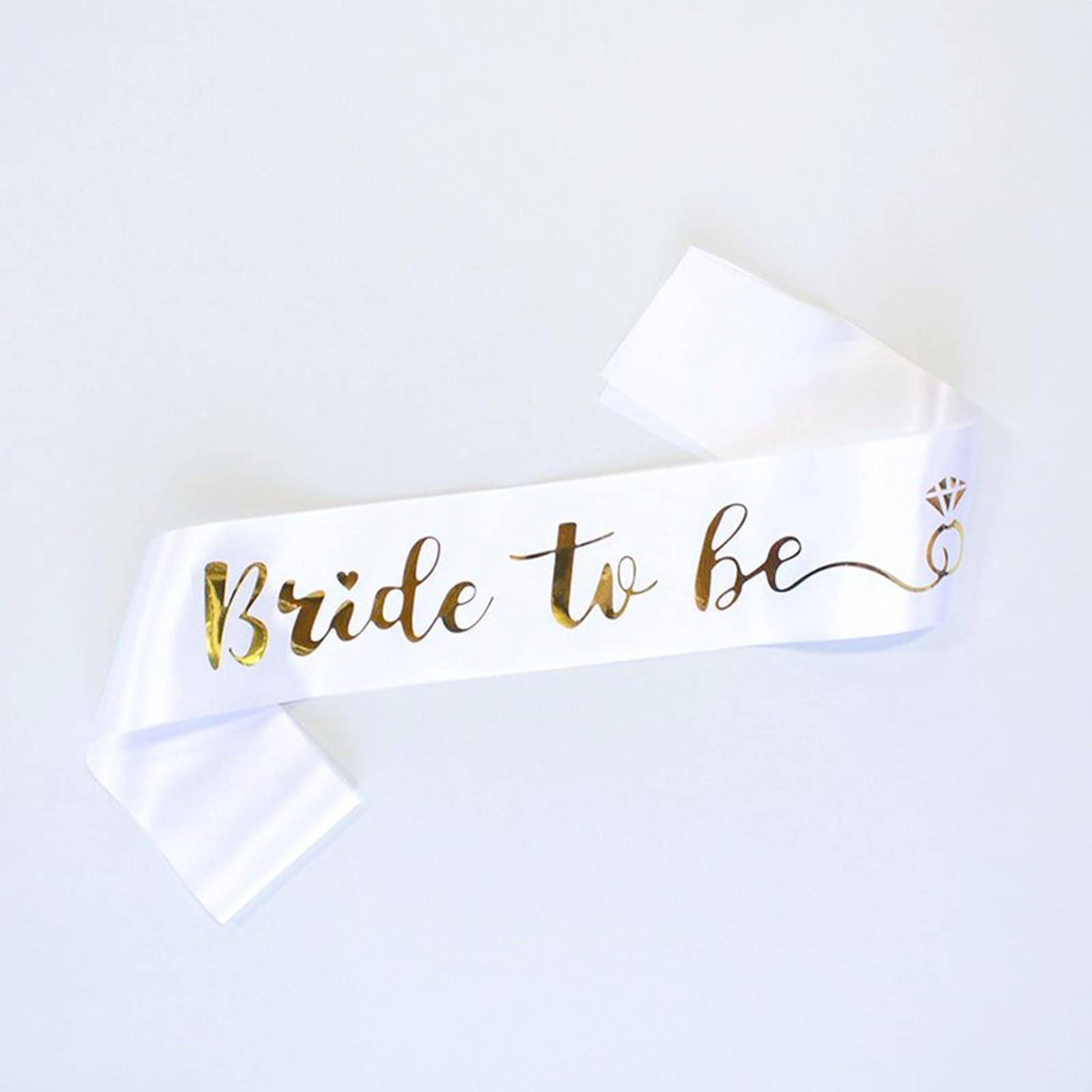 Luwigs Bride to Be Sash for Bridal Shower Bachelorette Party Wedding Engagement Party Favors Gift White Satin Sash with Rose Gold Foil Lettering