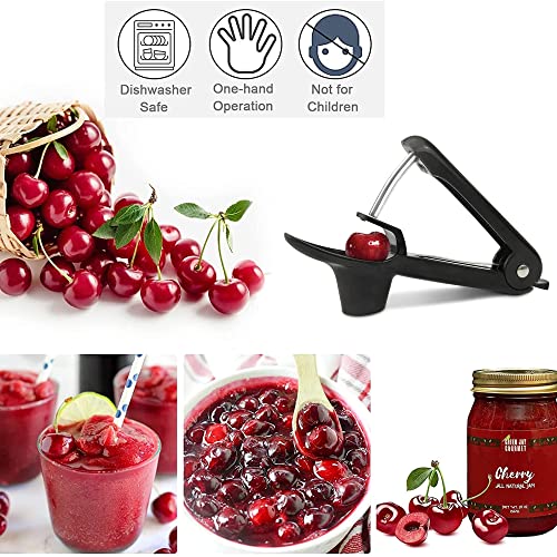 Cherry Pitter Tool, Cherry Core Remover, Olive Pitter Remover, Stoner Corer Tool, Heavy-Duty Cherry Seed Remover with Lock Design, Fruit Core Remove Tool for Making Cherry Jam/Cake/Ice Cream (Black)