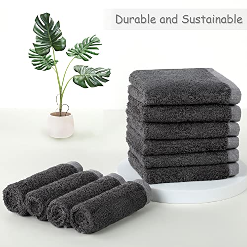 Yoofoss Luxury Washcloths Towel Set 10 Pack Baby Wash Cloth for Bathroom-Hotel-Spa-Kitchen Multi-Purpose Fingertip Towels & Face Cloths - White+Grey