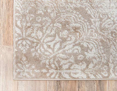 Unique Loom Sofia Collection Area Rug - Grand (6' 1" Square, Light Gray/ Ivory)