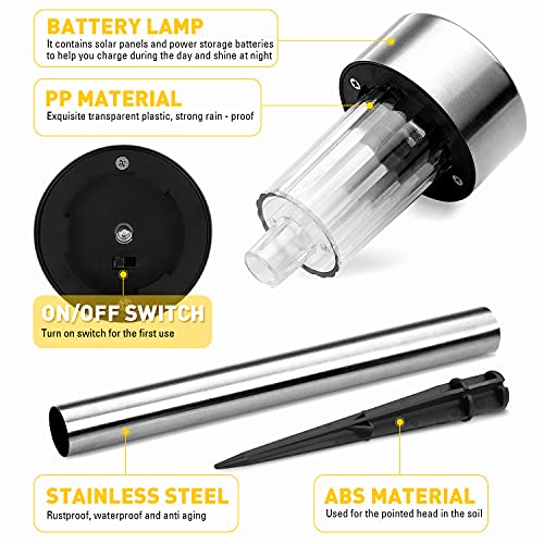 Solar Lights Outdoor, 12Pack Stainless Steel Outdoor Solar Lights - Waterproof, LED Landscape Lighting Solar Powered Outdoor Lights Solar Garden Lights for Pathway Walkway Patio Yard & Lawn-Cool White