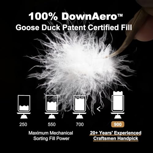 DownAero™ Goose Down Comforter 100% Egyptian Sateen Cotton, 900 Fill Power Medium Warmth for All Season Twin Duvet Insert, Hotel Collection White