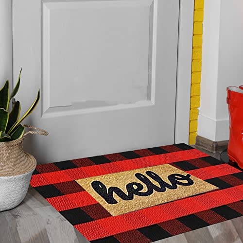 SEEKSEE Cotton Buffalo Plaid Rug 2'x3' Black and White Checked Rug Washable Doormats Indoor Outdoor Rugs for Layered Front Door Mats, Porch, Kitchen, Farmhouse, Entryway