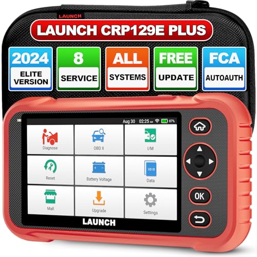 LAUNCH CRP129E Plus OBD2 Scanner, All System Diagnostic Scan Tool, Lifetime Free Update, 8 Reset Oil/TPMS/EPB/SAS/BMS/Throttle Reset, Injector Coding, FCA AutoAuth,Auto VIN, Battery Test for 85+Brand