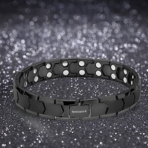 ®Magnetic Therapy Bracelets,Men's Titanium Magnetic Bracelets，Ultra Strength Magnetic Bracelets，Pure Titanium (Lightness),Eliminate Static Electricity (Black Bracelets)