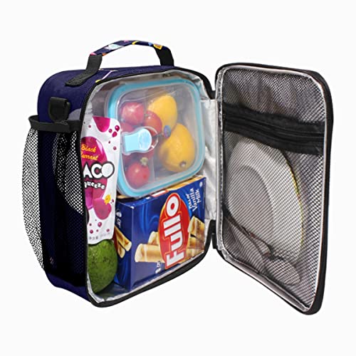 MSINMKOK Insulated Lunch Bag for Boys Girls, Lunch Box Tote Cute Dinosaur Astronaut Spacecraft Rocket Lunchbox for Kids School Picnic