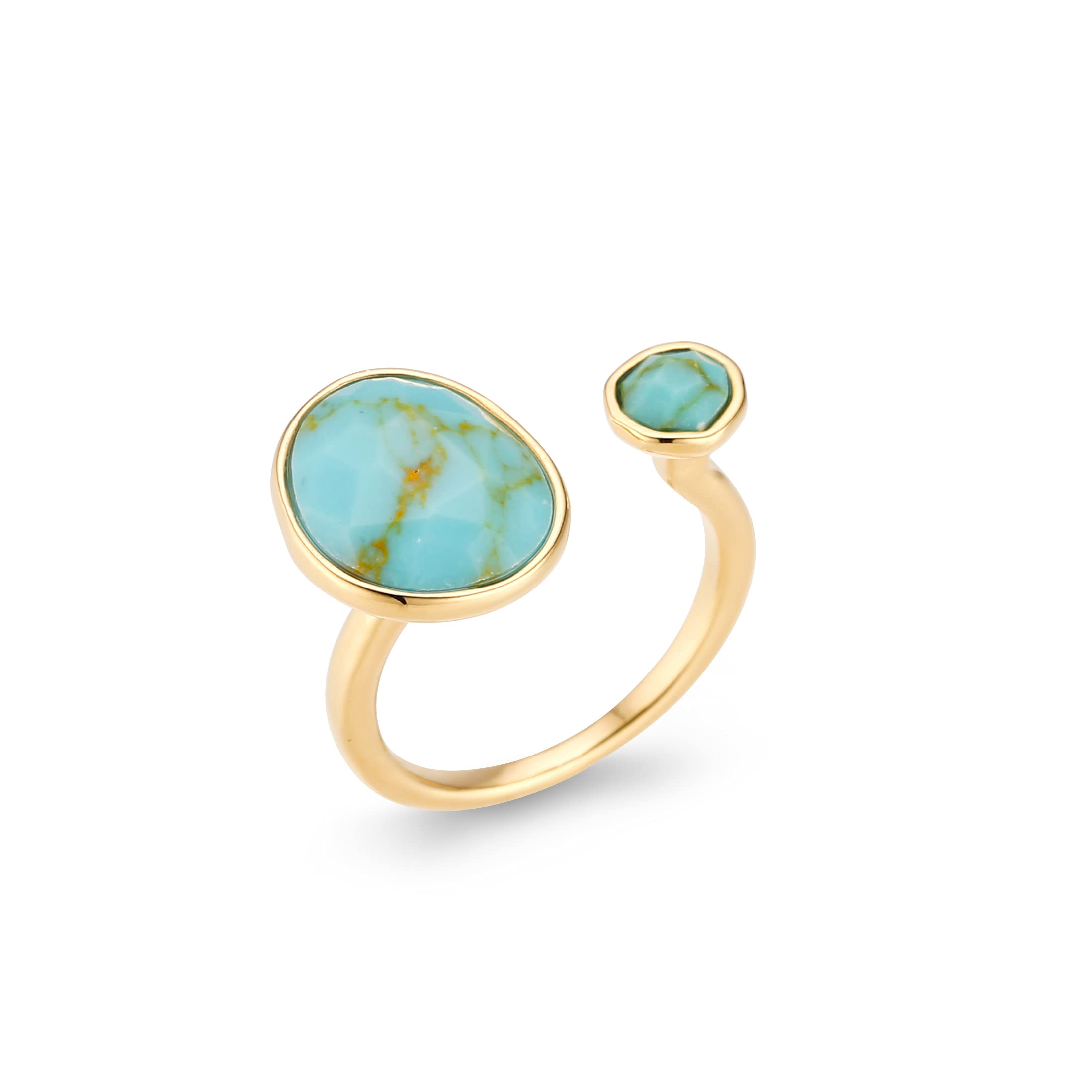 Bold 14K Gold-Plated Statement Ring with Eye-Catching Simulated Blue Turquoise - Hypoallergenic & Lightweight, Exuding Boho Elegance - Simple Minimalist Jewelry by MJLULU