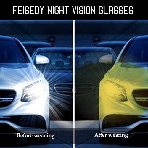 FEISEDY Women Yellow Sunglasses Wrap Around Anti Glare Driving Night Glasses B2547