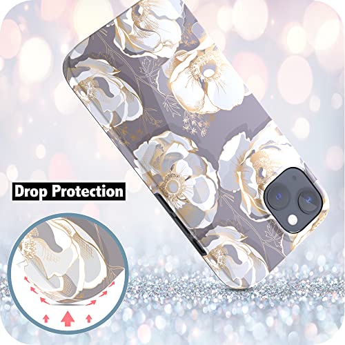 RANZ iPhone 13 Case, Ultra Slim Thin Glossy TPU Shockproof Scratch-Proof Case for iPhone 13 (6.1") - Anemone Flowers