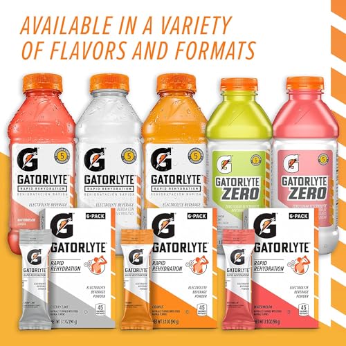 Gatorlyte Zero Electrolyte Beverage, Lemon Lime, Zero Sugar Hydration, Specialized Blend of 5 Electrolytes, No Artificial Sweeteners or Flavors, 20 Fl Oz Bottles (Pack of 12)