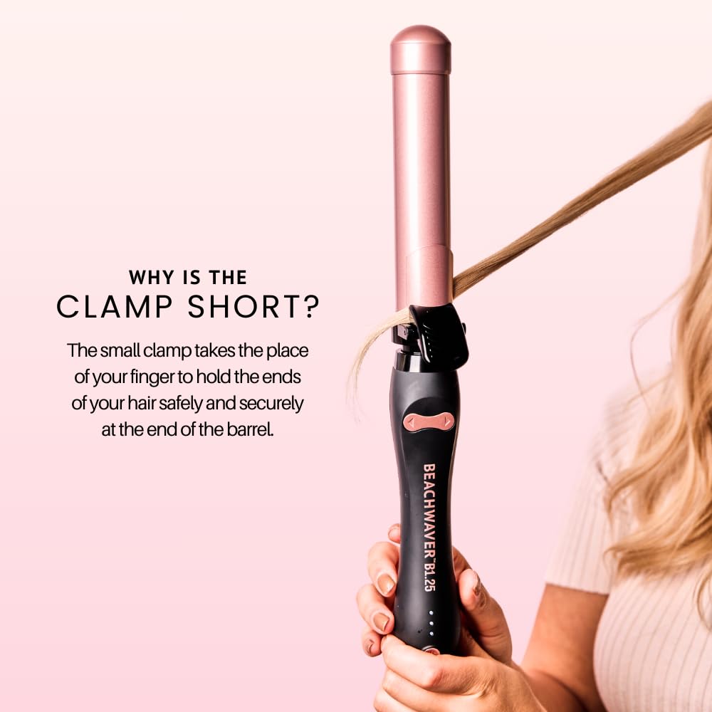 Beachwaver B1.25 Rotating Curling Iron - Automatic 1.25 Inch Ceramic Curling Iron - Easy-to-Use Spinning Wand for Long-Lasting Waves - Auto-Shut Off and Dual Voltage (BW160) in Pink Sunset