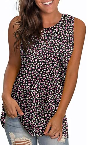 LONGYUAN Womens 2024 Summer Sleeveless Shirts Casual Tunic Beach Tank Tops Loose Fit Blouse Fl, Medium