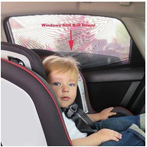 Pair of Car Window Shade for Sun Universal Fit Adjustable Sun Shade Breathable Mesh Car Curtains Window Net Car Rear Door Outdoor Camping Netting (XL)