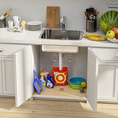 Under Sink Mat, 22" x 19" Silicone Kitchen Cabinet Tray, Waterproof & Flexible Under Sink Liner for Kitchen Bathroom and Laundry Room(Black)