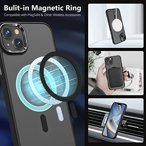 MATEPROX Magnetic Case for iPhone 13 Case/iPhone 14 Case, Compatible with MagSafe, Non-Slip Translucent Matte Shockproof Bumper Protective Case Cover for iPhone 13/iPhone 14 6.1''-Black