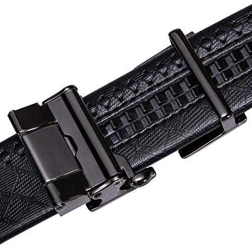 Dubulle Belt for Men Ratchet Buckle Automatic Designer Leather Belt Fashion Adjustable Sliding Removable Dress Casual