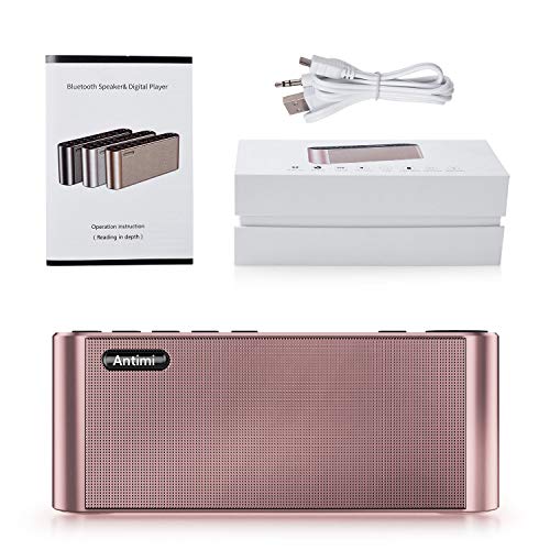 Antimi Bluetooth Speaker,FM Radio Player,MP3 Player Stereo Portable Wireless Speaker Drivers with HD Sound, Built-in Microphone, High Definition Audio and Enhanced Bass(Black) (Pink)