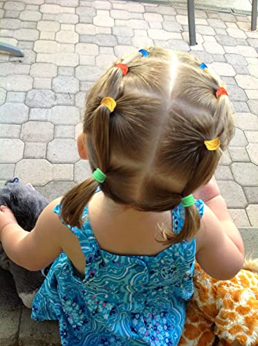 CÉLLOT 300PCS Toddler Hair Ties,2.7cm in Diameter No Crease Thumb Size Rubber Hair Elastics,Small Thin Hair Ponytail Holders Hair Accessories for Baby Girls Kids Children