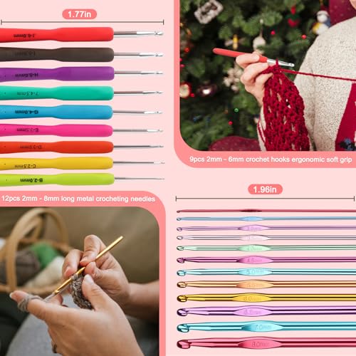 Katech Crochet Hooks Kit with Case, 85-Piece, Ergonomic Crochet Needles Weave Yarn Kits DIY Hand Knitting Art Tools for Beginners and Experienced Crochet Lovers