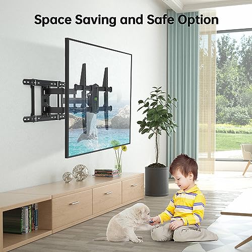 USX Mount Long Arm Full Motion TV Wall Mount for Most 42-90 inch TV 40 Inch Extension TV Mount，Wall Mount TV Bracket with 90°Swivel Up to 150lbs Fits 16” 18” 20” 24” Stud VESA 800x400mm XML035…