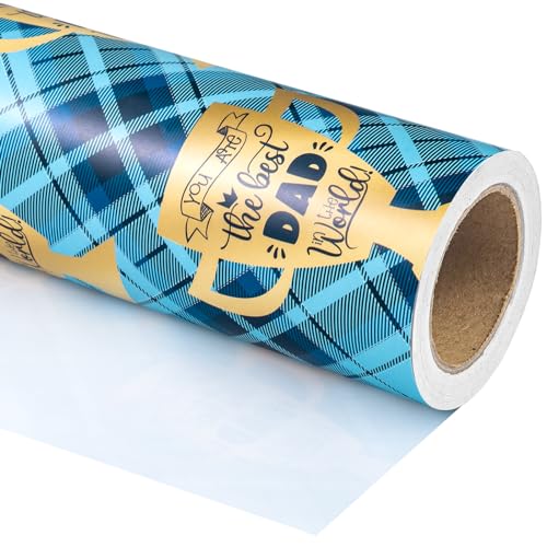 WRAPAHOLIC Father's Day Wrapping Paper - Mini Roll - 17 Inch X 33 Feet - You Are the Best Dad in the World Design for Party, Holiday