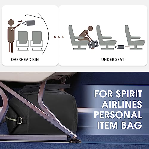 WANDF For Spirit Airlines Personal Item Bag 18x14x8 Travel Duffel Bag with TSA Approved Quart Size Bag & Shoes Bag Weekender Overnight Bag Carry-on Luggage for Women (Black）