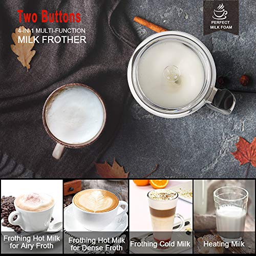 Secura Electric Milk Frother, Automatic Milk Steamer Warm or Cold Foam Maker for Coffee, Cappuccino, Latte, Stainless Steel Milk Warmer with Strix Temperature Controls