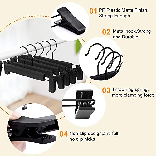 LAMITOCS Pants Hangers with Clips, Skirt Hangers, 360 ° Swivel Hooks Space Saving Hangers for Pants, Skirts, Clothes, Jeans (10Pack, Black)