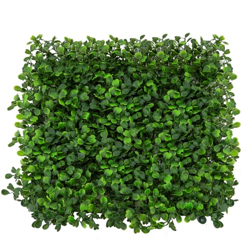 Hengu Artificial Green Grass Wall Panels,12 Pack 10" x 10" Lush Wall Hedge Backdrop Greenery - Faux Privacy Fence Decoration with 20 Zip Ties for Indoor Outdoor Garden, Wedding Decor