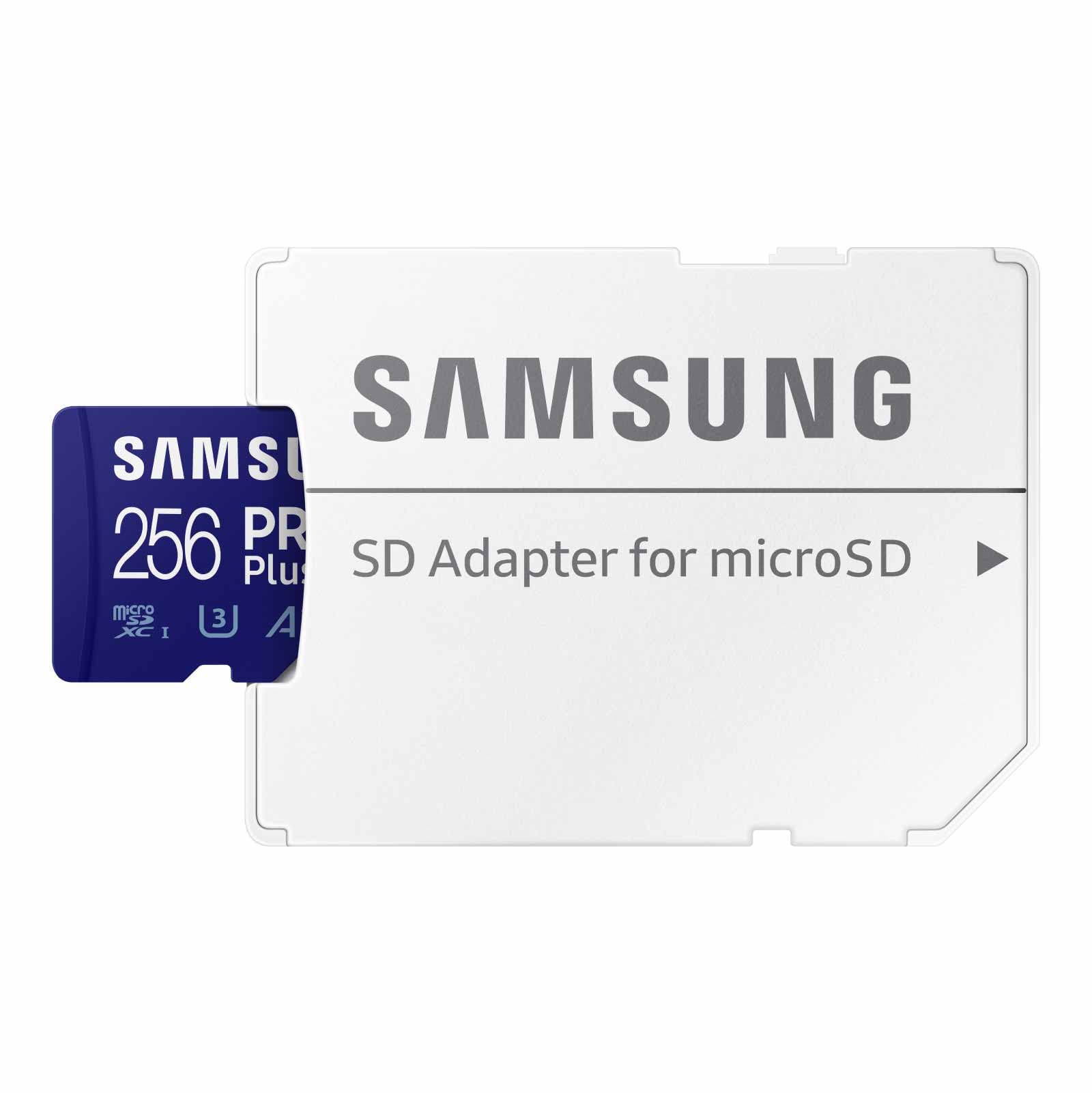 Samsung PRO Plus microSD Memory Card + Adapter, 256GB microSDXC, Up to 180 MB/s, Full HD & 4K UHD, UHS I, C10, U3, V30, A2, for Android Smartphones, Tablets, GoPRO, and DJI Drone (MB MD256SA/AM)