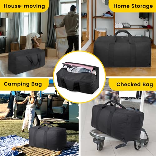 Vorspack Extra Large Duffle Bag for Travel - 100L Duffel Bag for Men Gear Bag for Storage Foldable Weekender Bag for Overnight Camping - Black