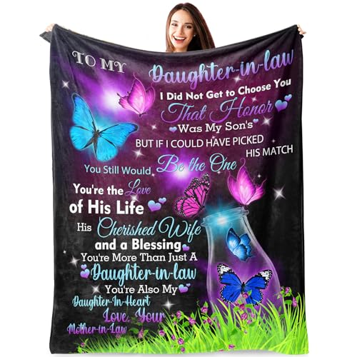 Atokke Daughter in Law Gifts, Daughter in Law Gifts from Mother-in-Law, Wedding Anniversary Valentine's Birthday Presents Throw Blanket 60"x50"