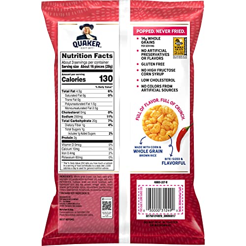 Quaker Rice Crisps, Sweet & Spicy Chili, 3.03 oz Bag