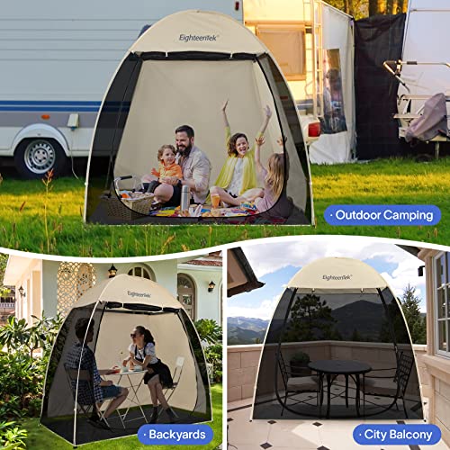 EighteenTek Mosquito Tent pop up Outdoor for Couple Lovers - Weatherproof pods 2 Person - Sun Shade Shelter Mesh Walls 7’x4’x6.5’H Beige