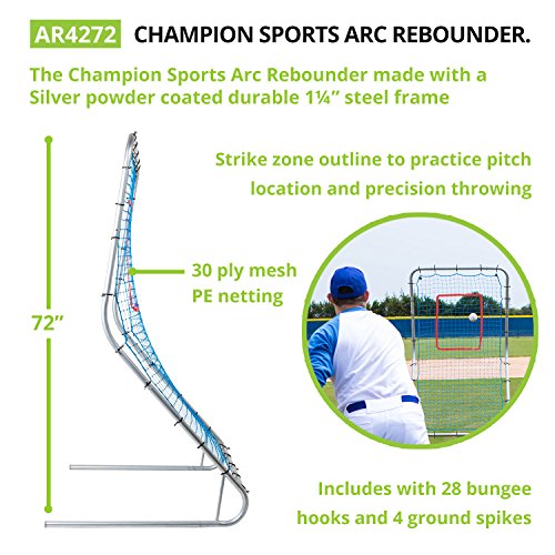 Champion Sports Baseball Training, Pitching, Fielding Net with Strike Zone for Kids, Adults- Premium, Durable Rebounder Pitcher Nets - Softball Training Equipment for Little League, Varsity Practice