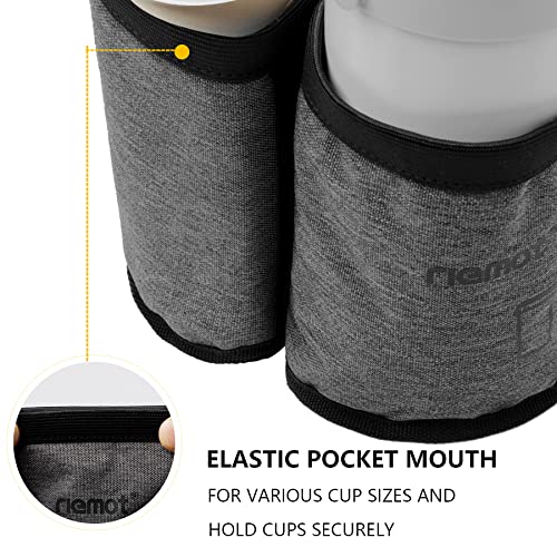 riemot Luggage Travel Cup Tablet Holder - Hold Books Passports Tickets Water Bottles - Fits Roll on Suitcase Handles - Gifts for Flight Attendants Travelers Accessories Grey
