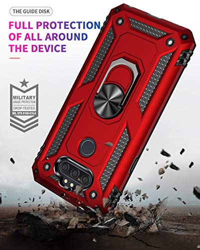 Dionsibei Military Grade Drop Impact for LG Aristo 5 Case LG Phoenix 5/Fortune 3/K300/LG Aristo 5+ Plus/LG K31 Case Metal Rotating Ring Kickstand Armor Heavy Duty Cover Aristo 5+ Plus Case (Black)