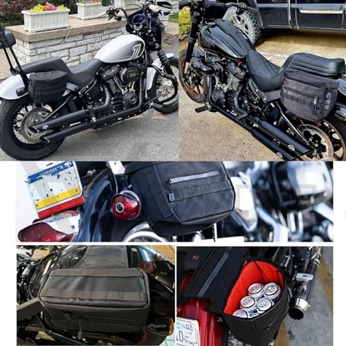 FVMOTO Universal Motorcycle Saddlebags Saddle Bags Luggage Bags Travel Knight Rider Storage Bag Fit For Harley Softail Dyna Super Glide Sportster FXR, 14.5L(3.8 Gallon)