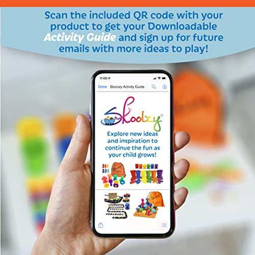 Skoolzy Toddler Peg Board 38 pcs with ebook - Pegboard for Toddlers - Stacking Peg Board - Color Matching & Shape Recognition Toy for Toddlers 3+