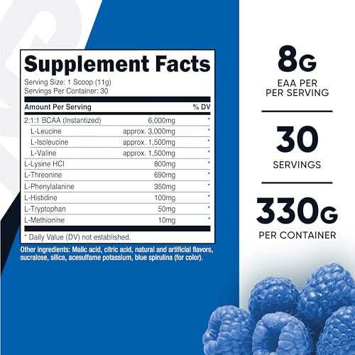 Nutricost EAA Powder 30 Servings (Blue Raspberry) - Essential Amino Acids - Non-GMO, Gluten Free, Vegetarian Friendly