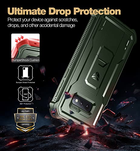 Dexnor for Samsung Galaxy S10e Case, [Built in Screen Protector and Kickstand] Heavy Duty Military Grade Protection Shockproof Protective Cover for Samsung Galaxy S10e (Army Green)