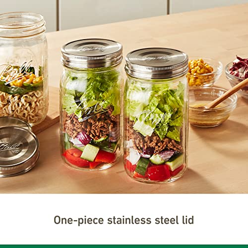 Ball Jar Stainless Steel One-Piece Mason Jar Lids, Regular Mouth, Silver