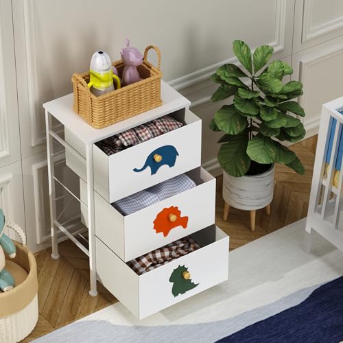 FRAPOW Kids Dresser for Bedroom, Baby Girls Dresser with 8 Fabric Drawers Tall Storage Organizer for Toddler Child with Wood Top Metal Frame for Living Room, Nursery, Closet, Apartment