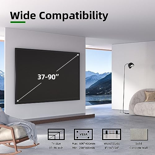 USX MOUNT Full Motion TV Wall Mount Fits for Most 26-55 Inch TVs 24" Extension Arm with Swivel Articulating Arm Rotation & Tilt, Corner Center Design TV Mount Bracket MAX VESA 400x400mm and 88lbs