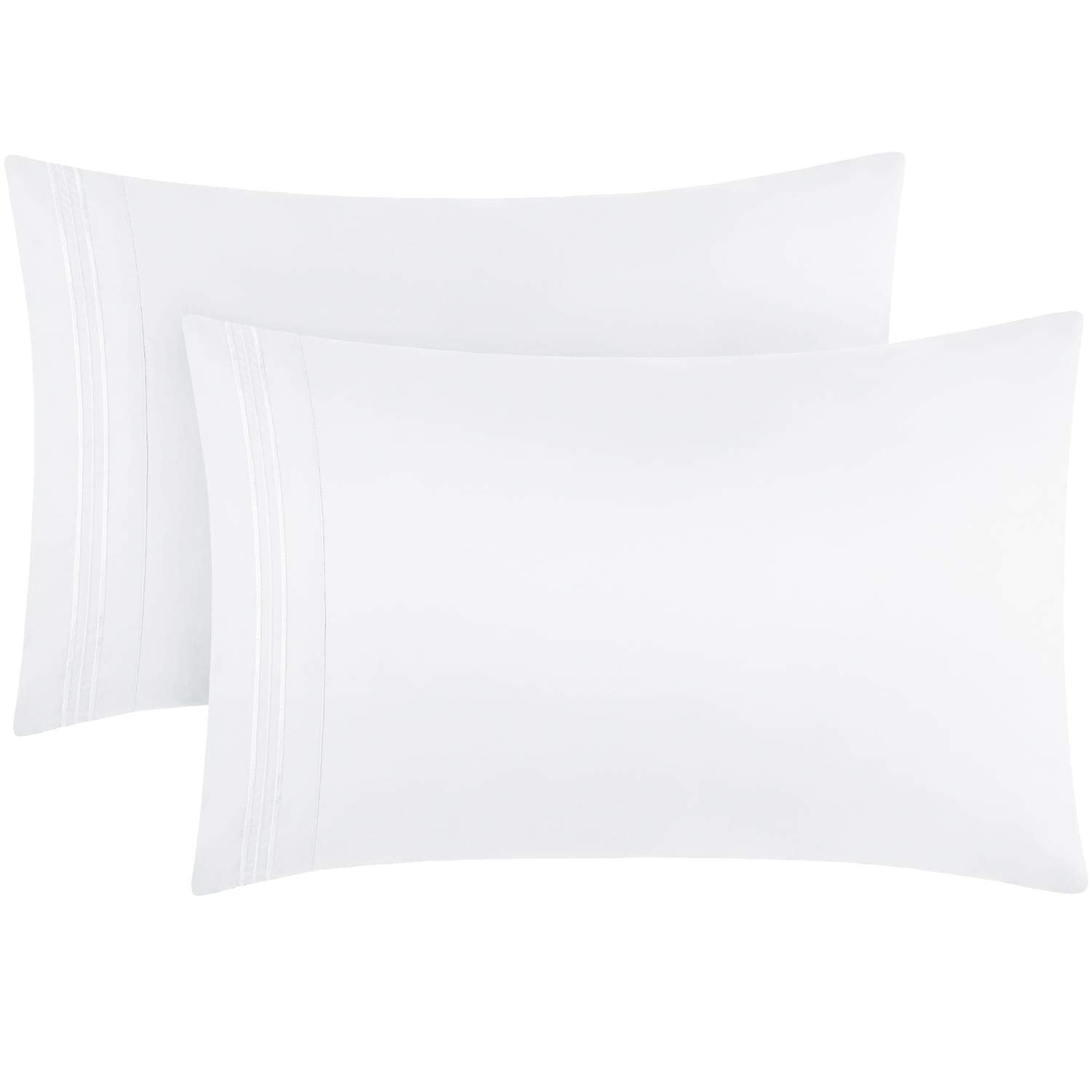 Mellanni Luxury Pillowcase Set - Brushed Microfiber Bedding - Wrinkle, Fade, Stain Resistant (Set of 2 Standard/Queen Size 20"x30", White, 48-Pack)