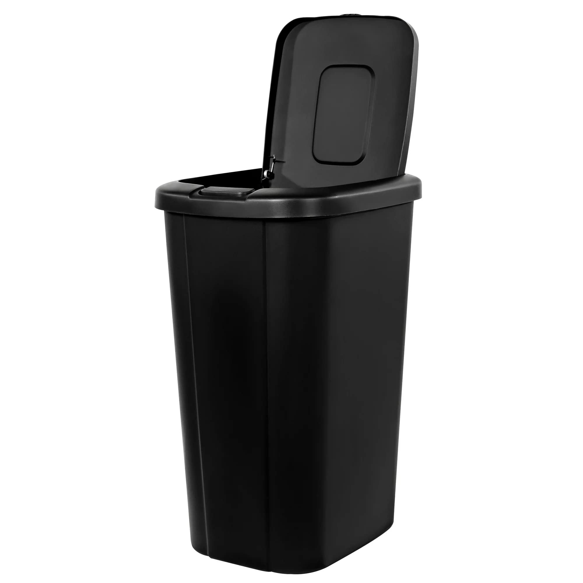 Solid Color 13.3 Gal Touch Top Plastic Trash Can, Spring Loaded Lid Garbage Bin for Kitchen,Home, Bedroom, Bathroom,Office & Slim Space-Saving