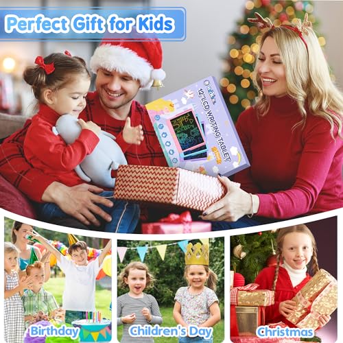 Hockvill LCD Writing Tablet for Kids 12 Inch, Kids Learning Toys Drawing Pad for Boys Girls, Erasable Doodle Board for Toddlers 3 4 5 6 7 8 Year Old Travel Essentials, Christmas Birthday Gift for Kids