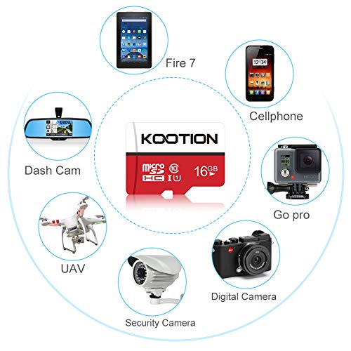 KOOTION 16 GB Micro SD Cards 5-Pack, Class 10 MicroSDHC Flash Memory Card, U1, C10, TF Card with Adapter