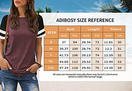 Adibosy Women Summer Casual Shirts: Short Sleeve Striped Tunic Tops - Ladies Loose Crew Neck Tee Tshirt Blouses White L